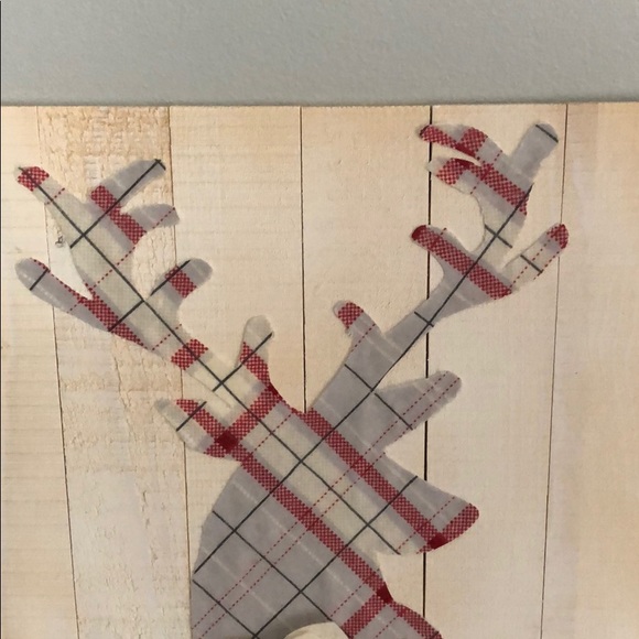 Farmhouse wood panel deer head wreath handmade - Picture 3 of 4